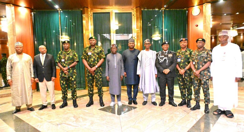 TINUBU & SECURITY CHIEFS AT ASO ROCK